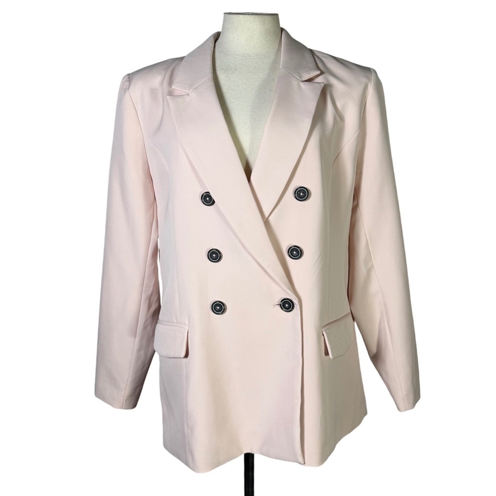 Maurices Womens XL Blush Pink Double Breasted Blazer Jacket Stretch Lined